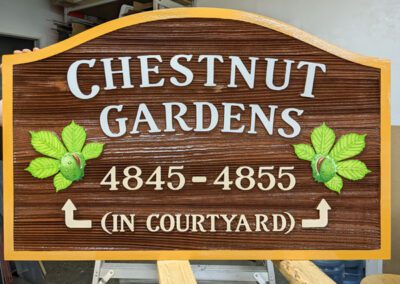 Chestnut Gardens Strata Sign with hand painted chestnuts - beautiful job ST!