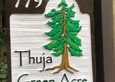 Handpainted Cedar Sandblasted Sign Thuja Green Acre